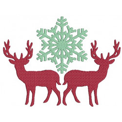 Stickdatei - Fancy Christmas Hirsche mit Schneeflocke
